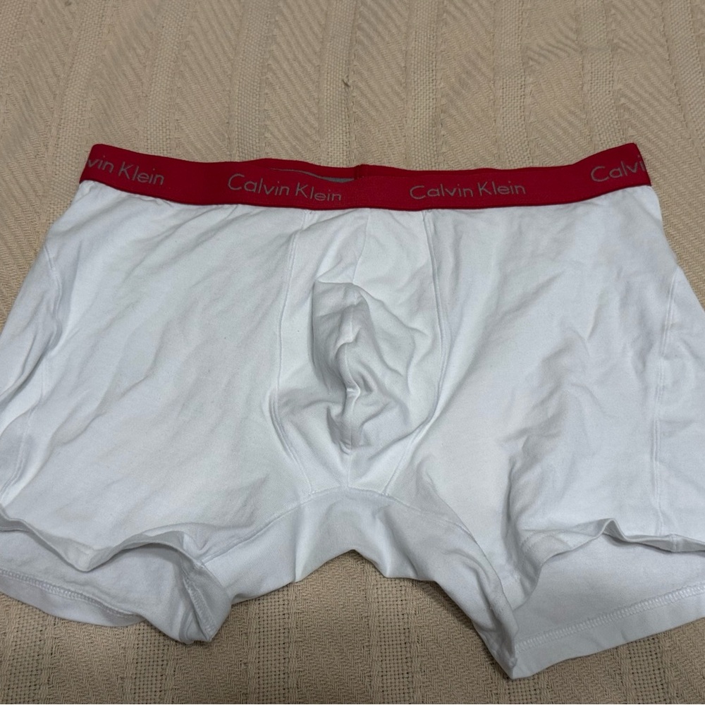 Calvin Klein White Briefs with Red and Gray Waistband